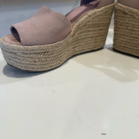 Marc Fisher Size 9 Mlalita Blush Suede Leather Upper Espadrille Wedge Sandals - Picture 5 of 16